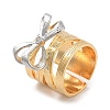 Brass Bowknot Open Cuff Ring RJEW-C102-18GP-1
