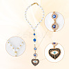 Heart with Evil Eye Alloy Enamel Hanging Ornaments HJEW-DR00016-3