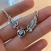Alloy Colorful Rhinestone Angel Wing Heart Pendant Necklaces for Women FS-WGA620E-01-2