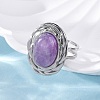 Oval Natural Amethyst Finger Rings RJEW-M063-01P-16-3