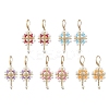 Flower with Cross 304 Stainless Steel Earrings Glass Seeds Leverback Earrings EJEW-MZ00507-2
