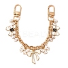 2Pcs 2 Color Alloy Enamel White and Black Bowknot Charm Zinc Alloy Cable Chain Bag Decorative Chains AJEW-BA00162-4