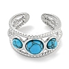 304 Stainless Steel Synthetic Turquoise Cuff Rings G-Z056-06P-05-2