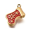 Christmas 304 Stainless Steel Red Enamel Charms STAS-L022-468G-2