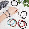 9Pcs 9 Style Natural & Synthetic Mixed Stone & Synthetic Hematite Cross Beaded Stretch Bracelets Set BJEW-FI0001-49-3