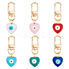 6Pcs 6 Colors Heart with Evil Eye Alloy Enamel Pendant Decoration KEYC-DC0001-27-1