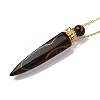 Natural Tiger Eye Bullet Shaped Perfume Bottle Pendant Necklaces G-B089-02G-04-3