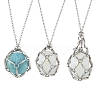 3Pcs 3 Styles 304 Stainless Steel Macrame Pouch Pendant Necklaces NJEW-YW00006-2