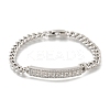 Brass Micro Pave Clear Cubic Zirconia Rectangle Link Bracelets BJEW-F498-01B-P-2