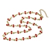 304 Stainless Steel Enamel Red Cherry Link Chain Necklaces for Women NJEW-K249-23P-4