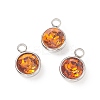 304 Stainless Steel Glass Rhinestone Charms X-STAS-E052-56C-2