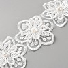 Organza Embroidery Flower Lace Triming with Imitation Pearl OCOR-WH0077-089A-1