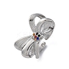 304 Stainless Steel with Rhinestone Adjustable Cuff Rings RJEW-Q020-18P-2