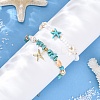 2Pcs 2 Styles Summer Beach Synthetic Turquoise & Natural Sea Shell & Glass Braided Bead Anklets AJEW-TA00039-1