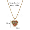 Golden Tone Stainless Steel Pave Natural Unakite Heart Pendant Necklaces LT1707-1-1