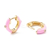 Clear Cubic Zirconia Chunky Hinged Hoop Earrings with Enamel EJEW-P196-20G-04-2