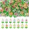 70Pcs 2 Styles 7 Colors Flower Brass Glass Pendants PALLOY-FS00057-1