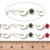 Handmade Brass & Glass Bead Flat Round Chains CHC-L051-06KCG-02-2