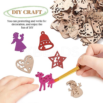 100Pcs Christmas Unfinished Wooden Ornaments WOCR-CJ0001-02-1