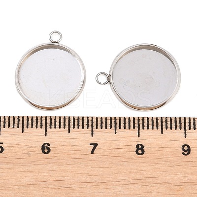 Non-Tarnish 304 Stainless Steel Pendant Cabochon Settings(Only Polish the Outside but not the Inside) STAS-G127-13-14mm-P01-1