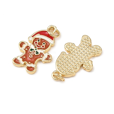 Christmas Brass Enamel Pendants KK-L255-17G-02-1
