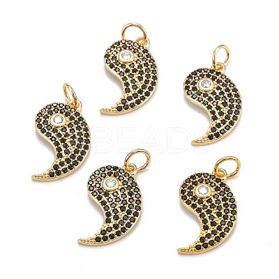 Brass Micro Pave Black Cubic Zirconia Pendants ZIRC-P086-32G-1