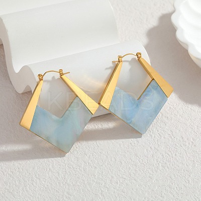 304 Stainless Steel & Acrylic Hoop Earrings EJEW-T054-05G-1