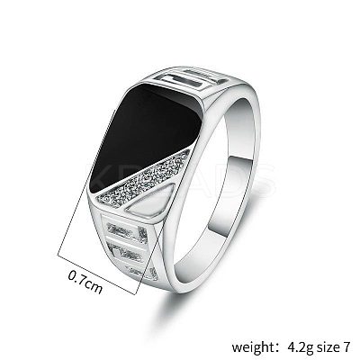 Alloy Micro Pave Cubic Zirconia Finger Rings for Men FS-WGE231C-02-1