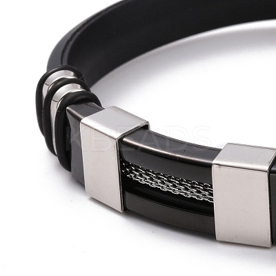 Men's Silicone Cord Bracelet BJEW-M206-02GP-1