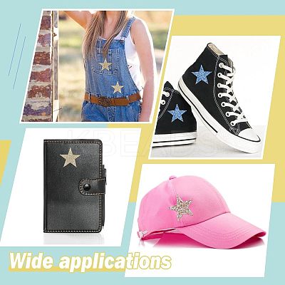 20Pcs 10 Style Rhinestone Star Cloth Iron On/Sew On Patches DIY-NB0006-05-1
