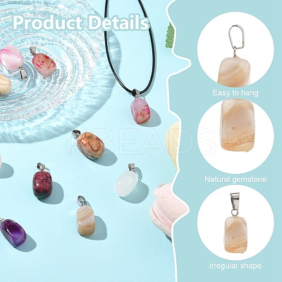 10Pcs Natural & Synthetic Mixed Gemstone Pendants G-YW0002-25-1