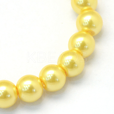 Baking Paint Pearlized Glass Pearl Round Bead Strands X-HY-Q003-4mm-67-1