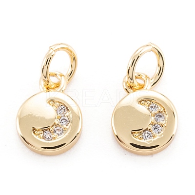 Brass Micro Pave Clear Cubic Zirconia Beads Pendants ZIRC-M114-05G-1
