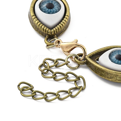 Retro Eye Alloy & Resin Link Bracelets for Women BJEW-G705-01AB-1