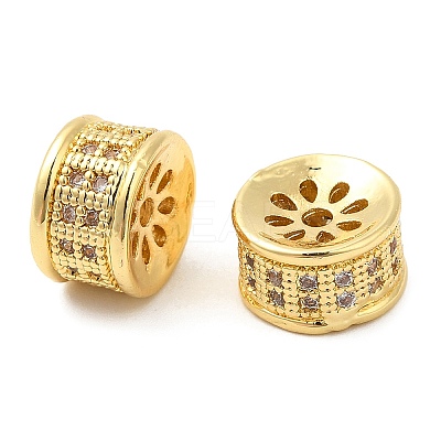 Brass Micro Pave Clear Cubic Zirconia Beads KK-I705-12G-1