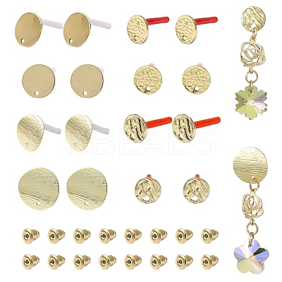 4Pcs Iron Stud Earring with 4Pcs Alloy Stud Earring Finding with 2Pcs Iron Stud Earring Findings with 2Pcs Alloy Stud Earring Finding with 50Pcs Iron Ear Nuts FIND-YW0005-48-1