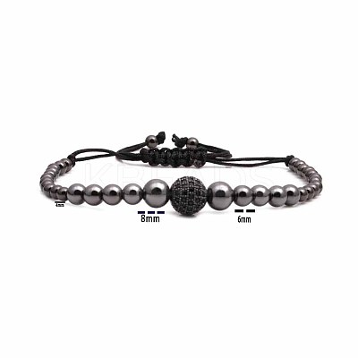Synthetic Non-magnetic Hematite Braided Bead Bracelets KJ6464-3-1