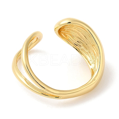 Rack Plating Brass Teardrop Open Cuff Ring for Women RJEW-A016-06G-1