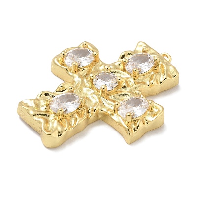 Rack Plating Brass Micro Pave Cubic Zirconia Pendants KK-L224-014G-1