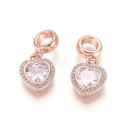 Brass Micro Pave Cubic Zirconia European Dangle Charms X-ZIRC-E163-18RG-1