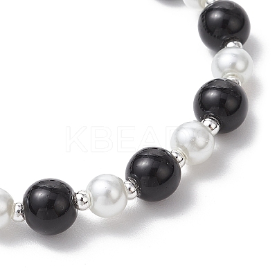 Glass Pearl Round Beaded Bracelets for Women BJEW-JB11958-1