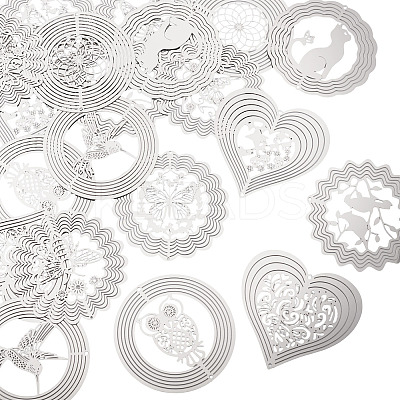 20Pcs 10 Styles 201 Stainless Steel Laser Cut Connector Charms STAS-TA0003-38-1