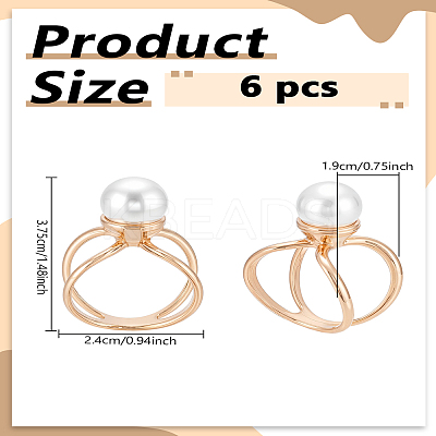 6Pcs Alloy with Plastic Scarf Buckle Ring AJEW-LP0010-56-1
