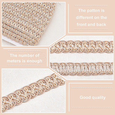 Polyester Braided Lace Trim OCOR-WH0078-09B-1