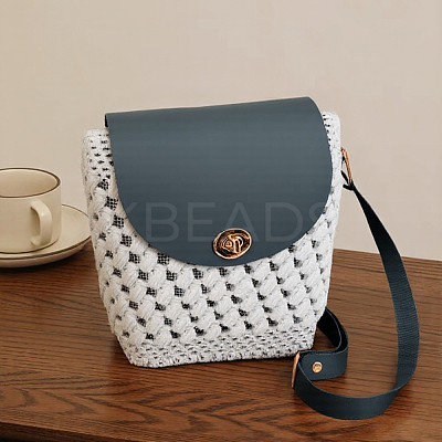 1 Bag Handmade PU Leather Crochet Shoulder Bag Accessories Kits DIY-CL0001-04A-1