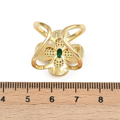 Brass Micro Pave Cubic Zirconia Cuff Rings for Women RJEW-F186-03G-1