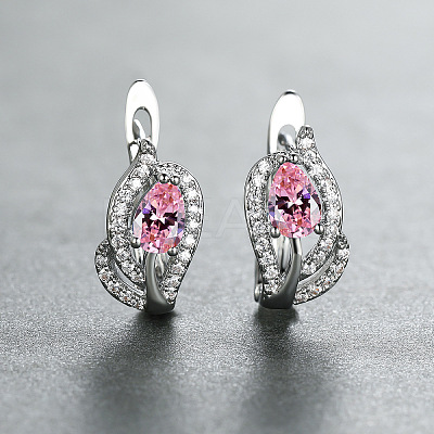 Brass Micro Pave Cubic Zirconia Hoop Earrings WG7D53C-06-1