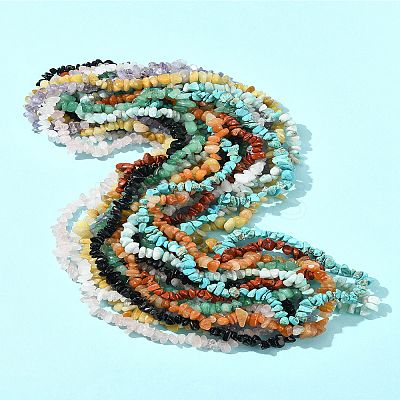 10 Strands 10 Styles Natural & Synthetic Mixed Gemstone Chip Beads Strands G-FS0005-89-1