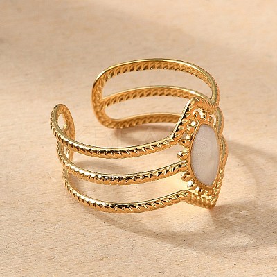 304 Stainless Steel Enamel Cuff Rings RJEW-M171-32G-1