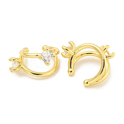 Brass Micro Pave Cubic Zirconia Cuff Earrings EJEW-C104-157G-1